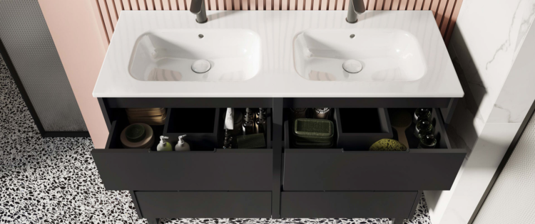 Trendy w projektowaniu łazienek - nowoczesne zestawy szafek z umywalką